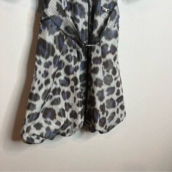 Joseph Ribkoff  Size 6 Blue Cheetah Print Lined Spring Style Bubble Hem Jacket - Picture 4 of 15